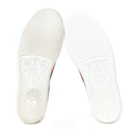 Gucci GG Supreme Monogram Bees Ayers Web Womens Ace Sneakers 37 Beige Oro Green Red 6 of 11