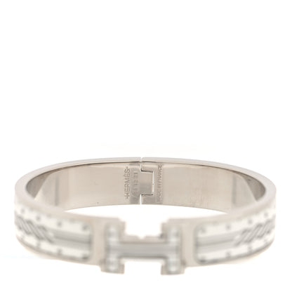 Hermes Enamel Printed Quadrige Au Fil Narrow Clic Clac H Bracelet White 4 of 5