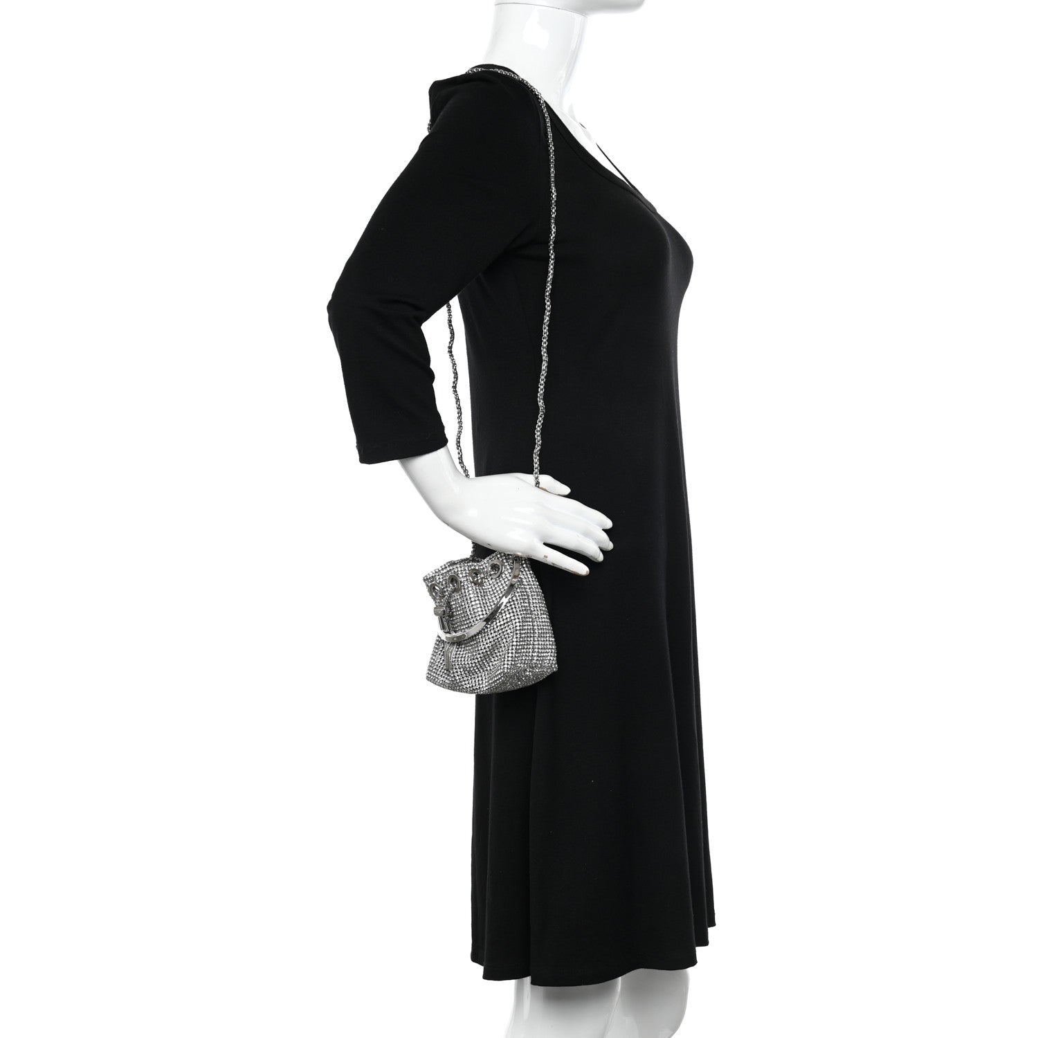 Jimmy Choo Satin Crystal Embellished Micro Bon Bon Bag Silver 2 of 9