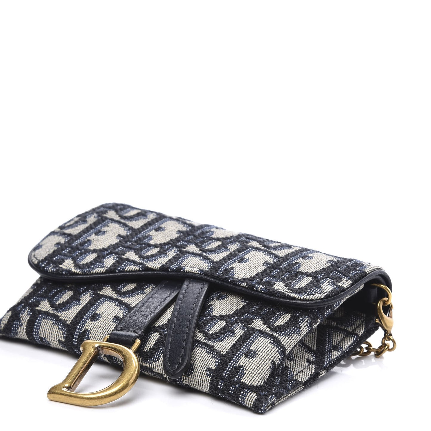 Oblique Nano Saddle Chain Pouch Blue