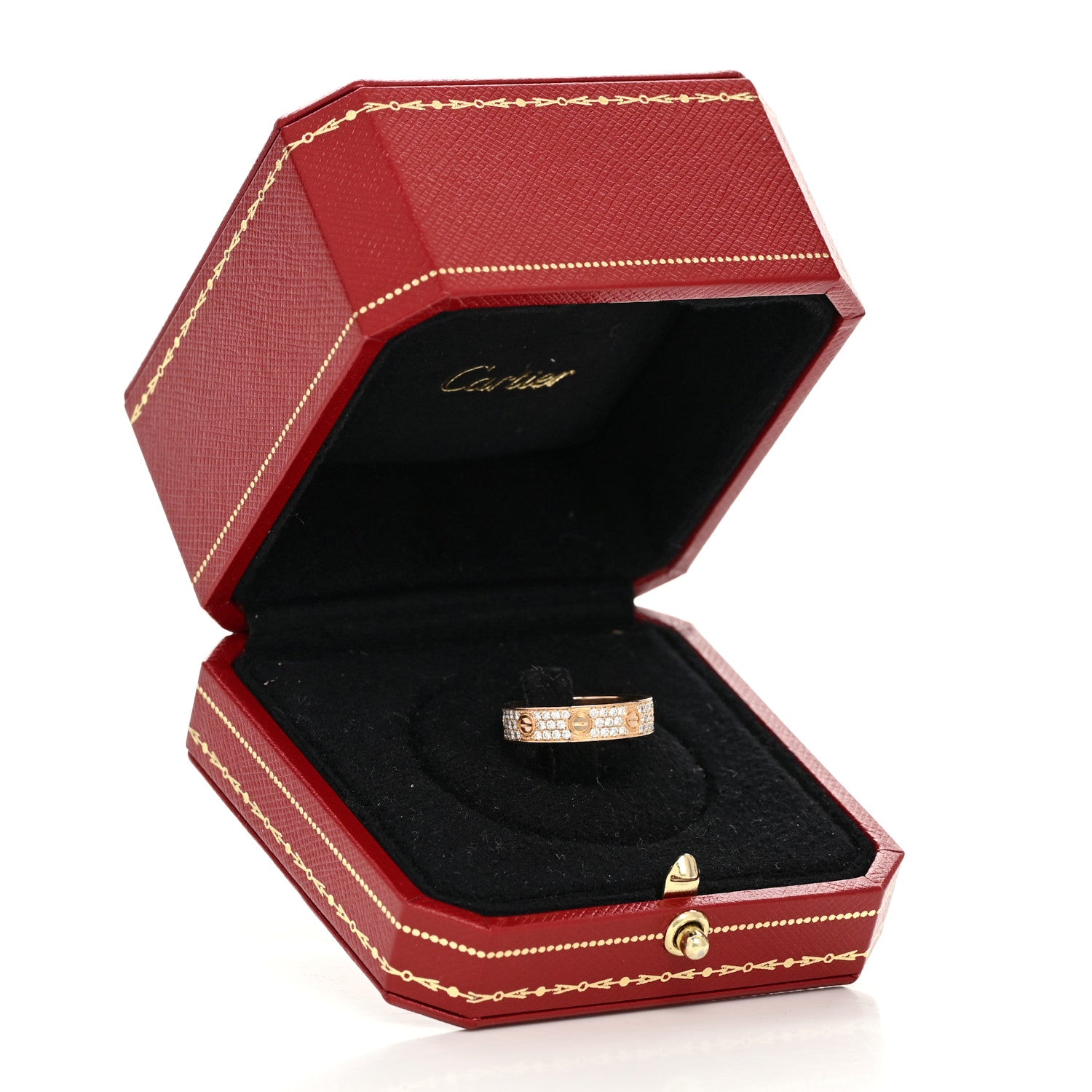 Cartier 18K Pink Gold Diamond 5mm LOVE Wedding Paved Band Ring 53 6.5 5 of 5