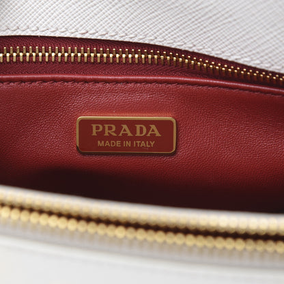 Prada Saffiano Micro Galleria Double Zip Qixi Tote White Fuoco 7 of 12