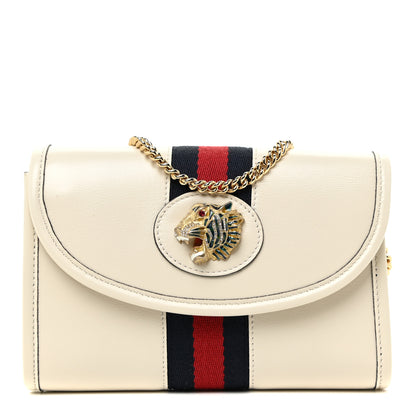 Gucci Textured Calfskin Web Mini Rajah Slim Flap Shoulder Bag Mystic White 1 of 14