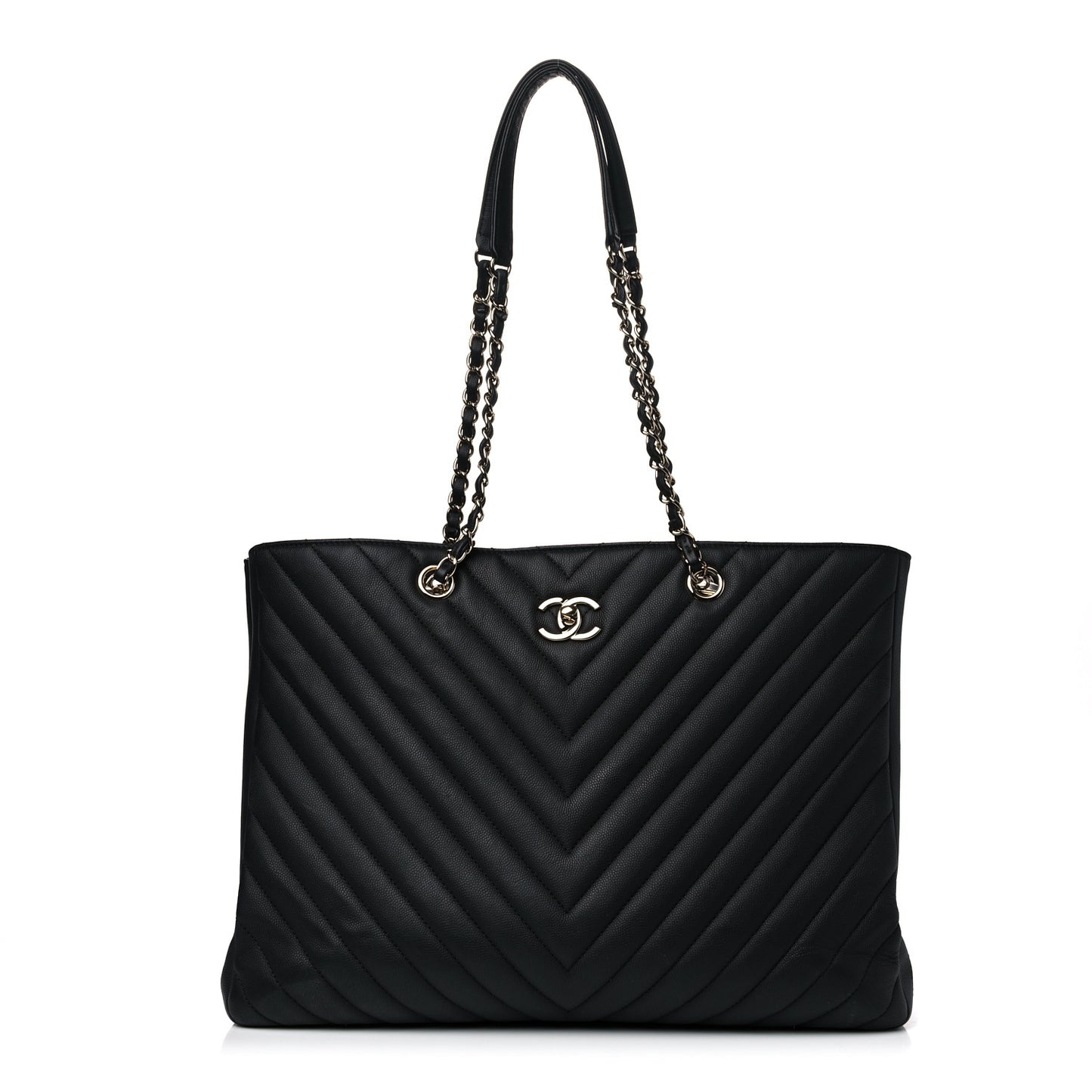 Goatskin Quilted Large City Rock Shopping Bag Black