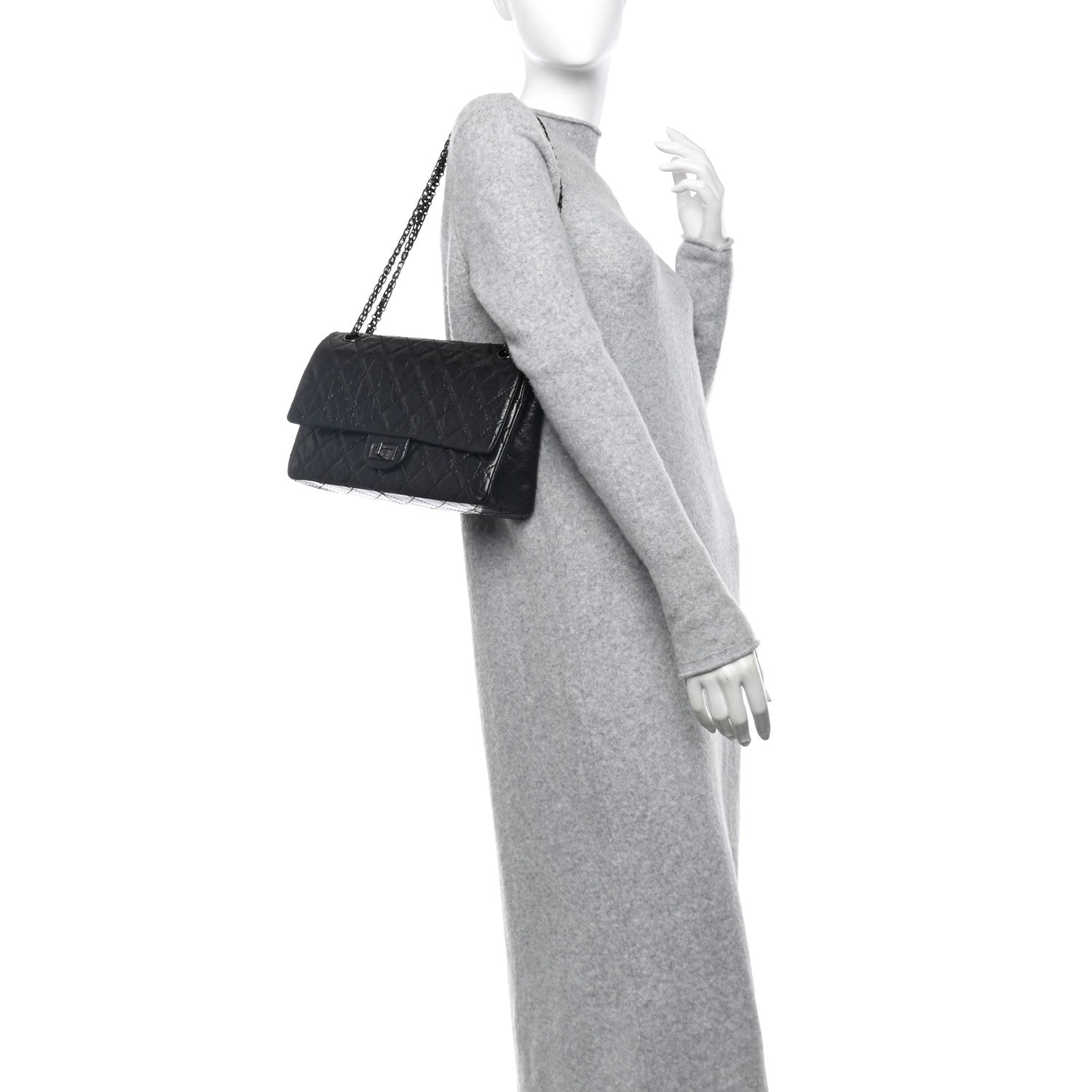 Chanel Glazed Aged Calfskin Quilted 2.55 Reissue 226 Flap So Black 2 of 11