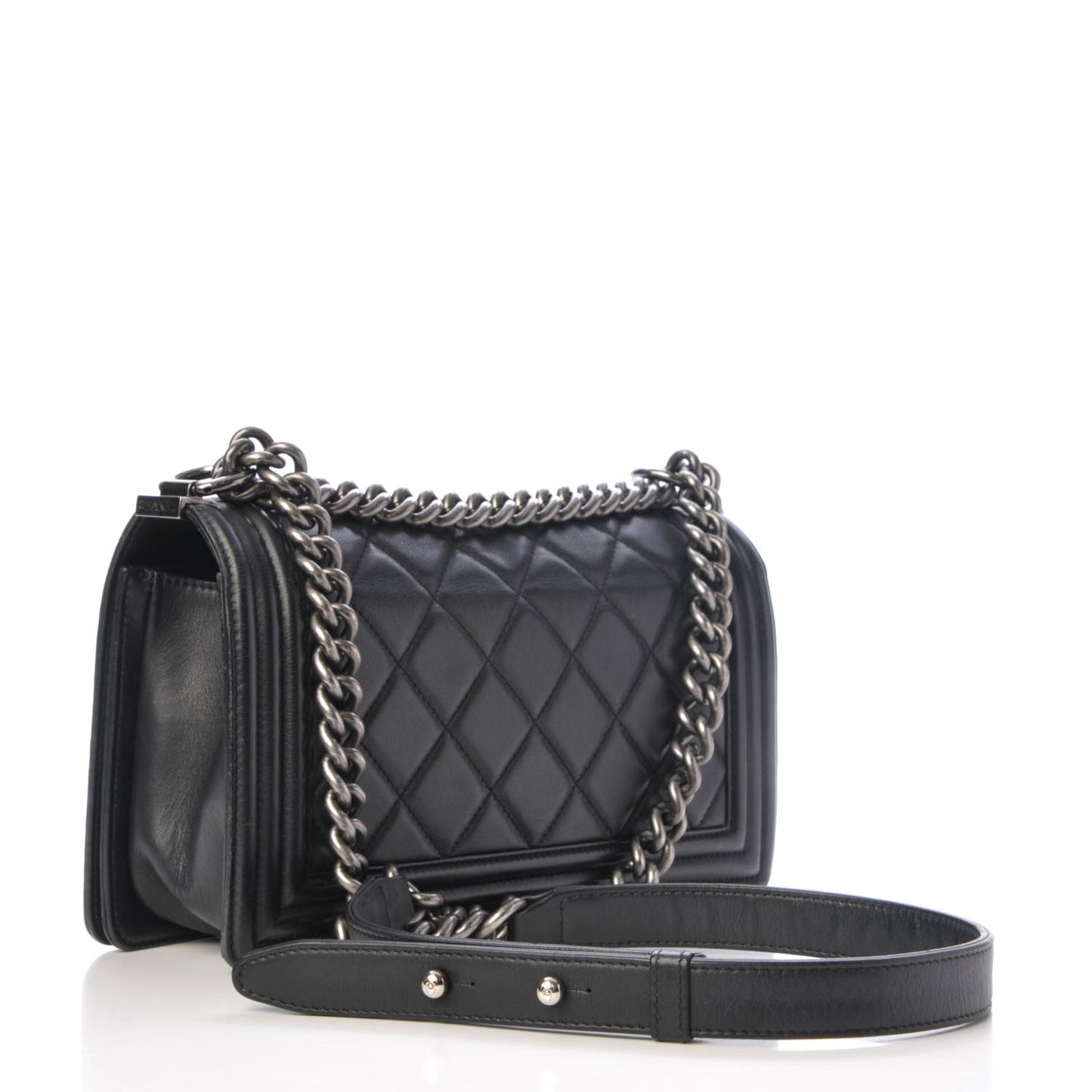 Calfskin Quilted Medium Boy Flap Black