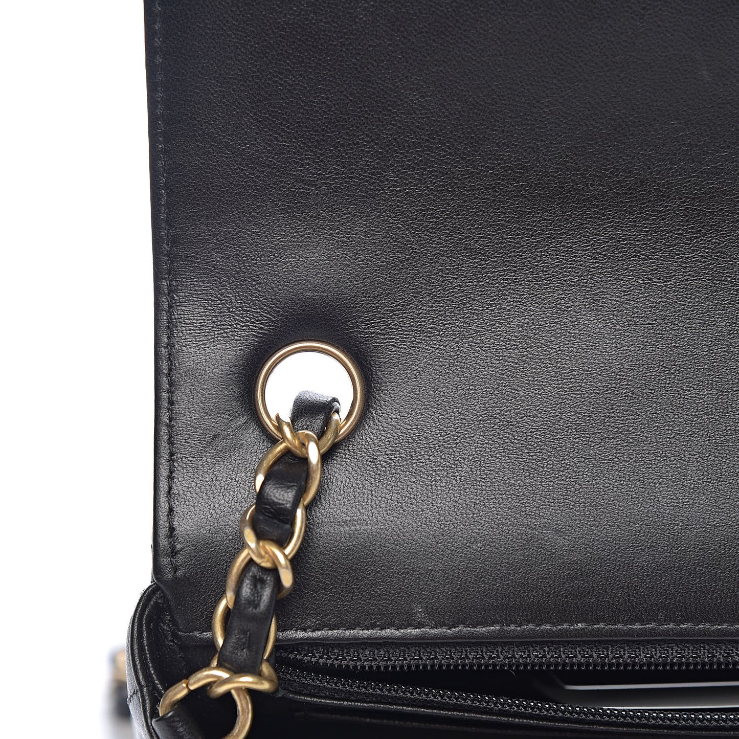 Lambskin Chevron Quilted Mini Rectangular Flap Black