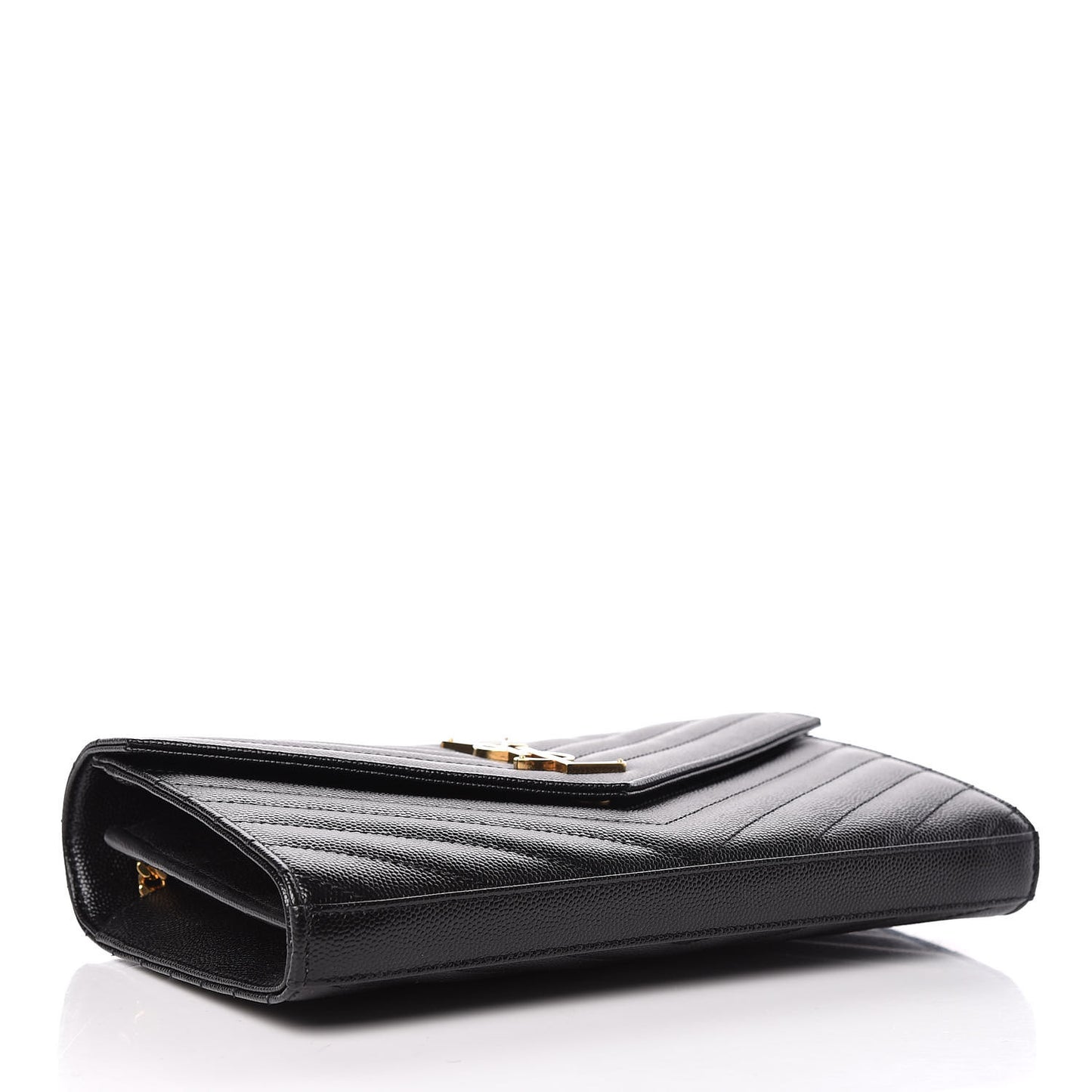 Grain De Poudre Matelasse Chevron Monogram Chain Wallet Black