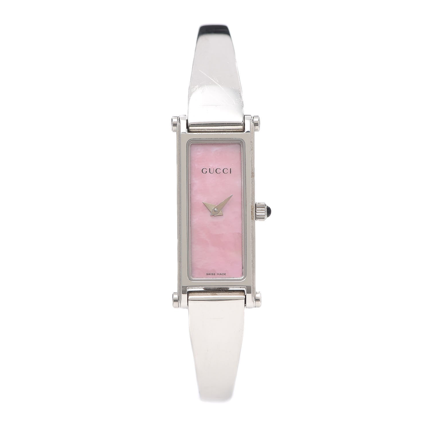 Gucci Stainless Steel Pink Mother of Pearl 12mm 1500L Horsebit Quartz Watch 1 of 5
