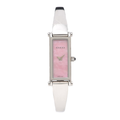 Gucci Stainless Steel Pink Mother of Pearl 12mm 1500L Horsebit Quartz Watch 1 of 5