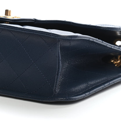 Chanel Caviar Quilted Large Sweet Classic Flap Navy Blue 9 of 9