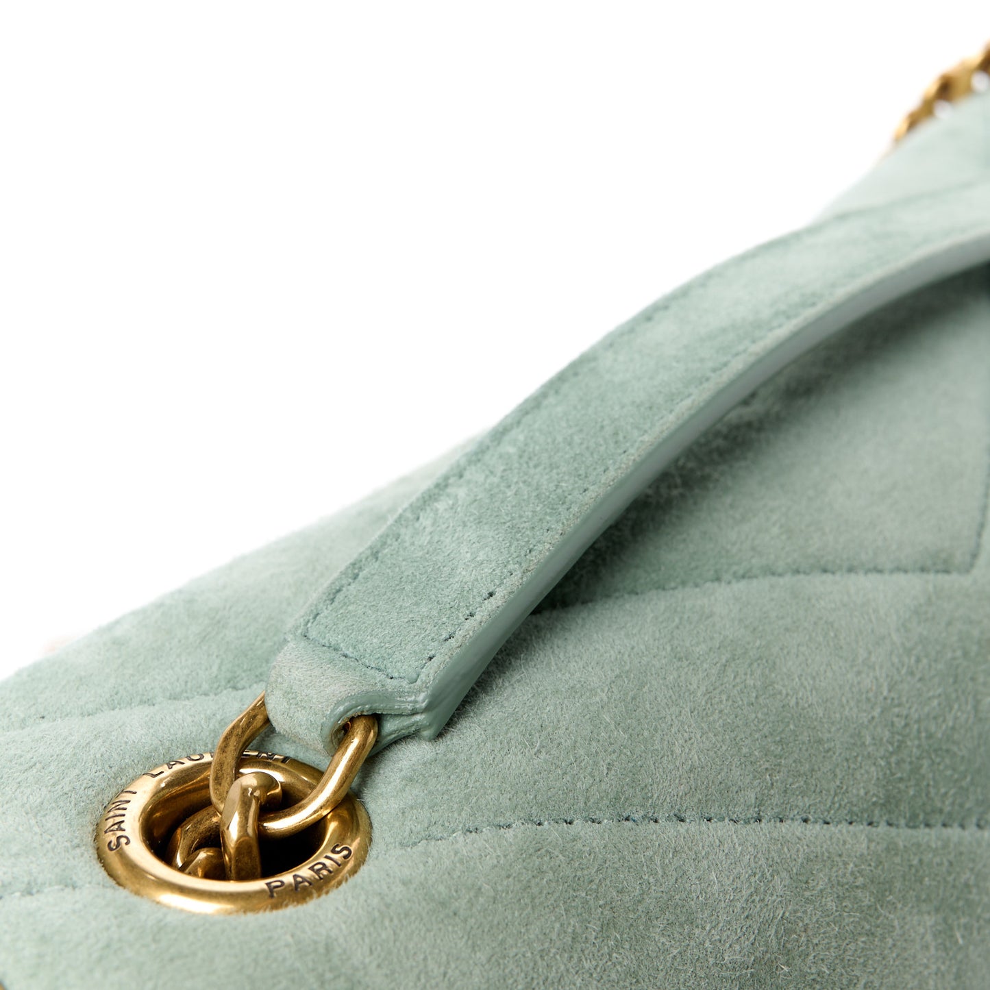 Suede Y Quilted Monogram Medium Loulou Chain Satchel Vert Opaline