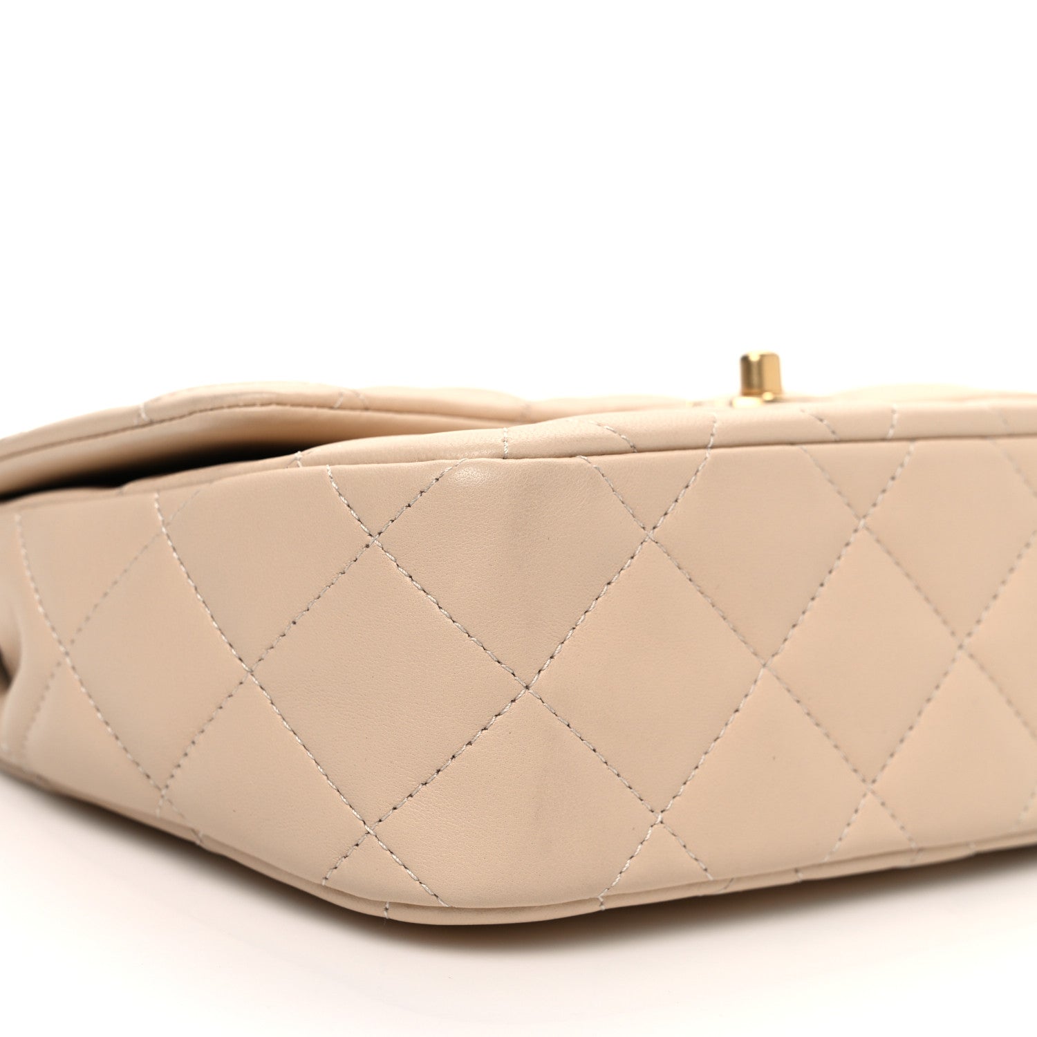 Chanel Lambskin Quilted Metal Enamel Chain Top Handle Square Flap Beige 9 of 11