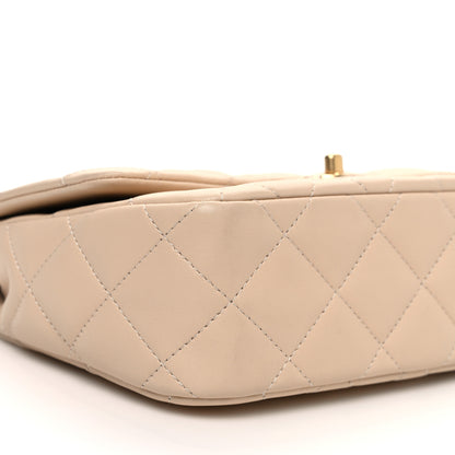Chanel Lambskin Quilted Metal Enamel Chain Top Handle Square Flap Beige 9 of 11