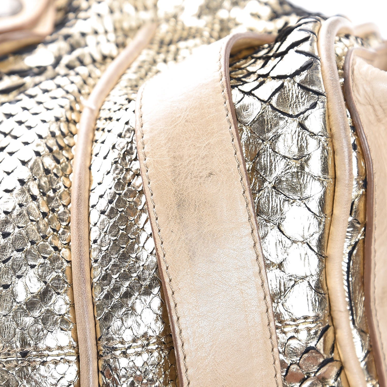 Chloe Metallic Python Calfskin Silverado Shoulder Bag Silver Beige 13 of 14