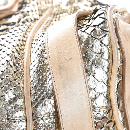 Chloe Metallic Python Calfskin Silverado Shoulder Bag Silver Beige 13 of 14