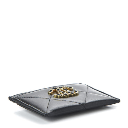 Chanel Shiny Goatskin Quilted Chanel 19 Card Holder Black 4 of 11