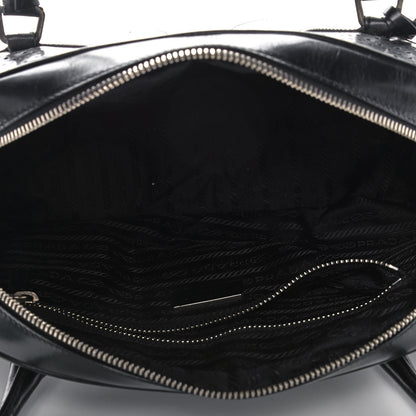 Prada Vitello Drive Perforated Bowling Bag Black 5 of 13