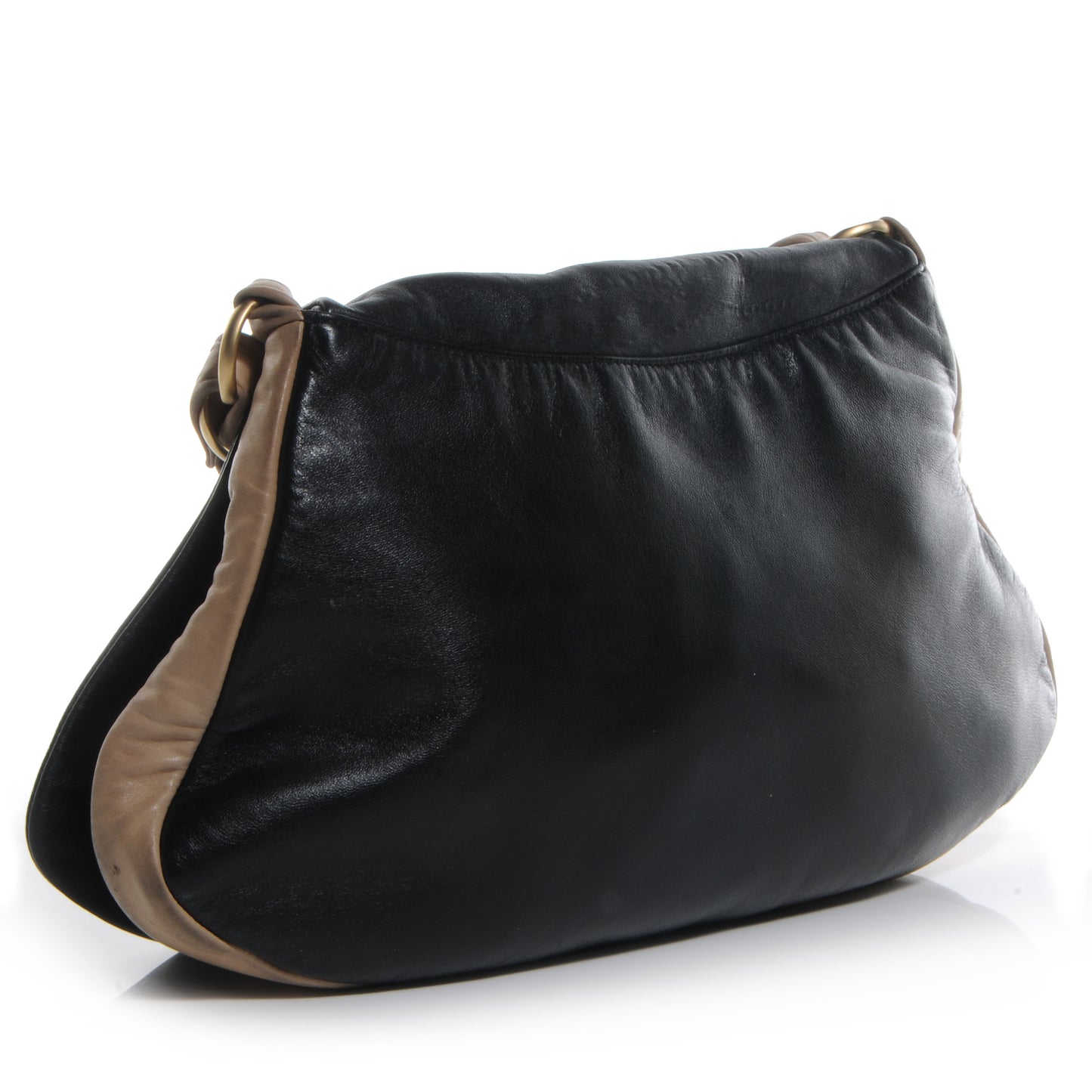 Lambskin Olsen Flap Bag Black Beige