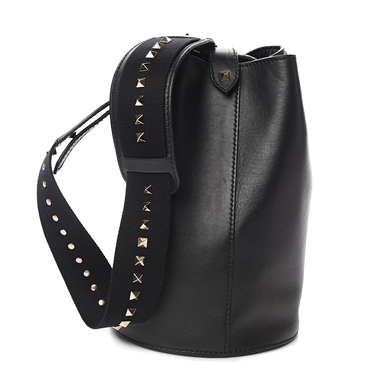 Valentino Garavani Vitello Rockstud Bucket Bag Black 1 of 9