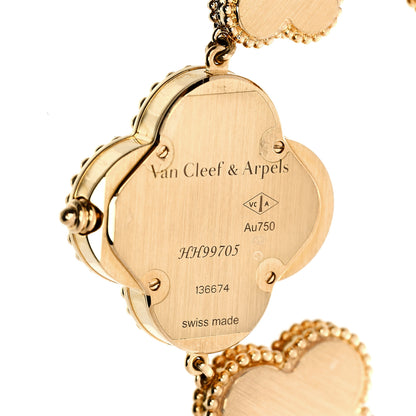 Van Cleef & Arpels 18K Yellow Gold Mother of Pearl Black Onyx 26mm Alhambra Quartz Watch 4 of 5