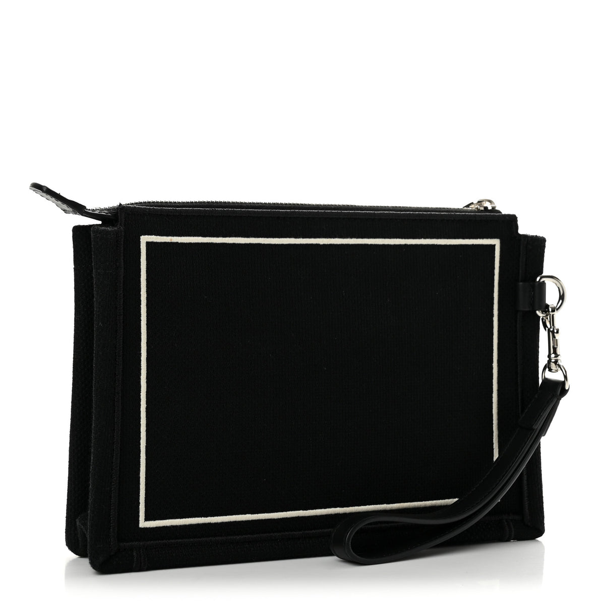 Christian Dior Cotton Canvas A5 Capote Pouch Wristlet Black White 3 of 10
