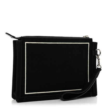 Christian Dior Cotton Canvas A5 Capote Pouch Wristlet Black White 3 of 10