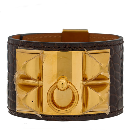 Hermes Shiny Alligator Collier De Chien CDC Bracelet S Havanne 2 of 4