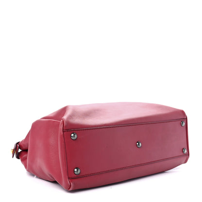 Fendi Vitello Suede Medium Peekaboo Iconic Satchel Rubino Peonia 4 of 14