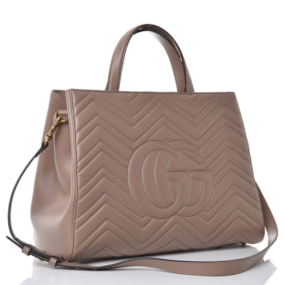 Gucci Calfskin Matelasse Medium GG Marmont Tote Porcelain Rose 3 of 10