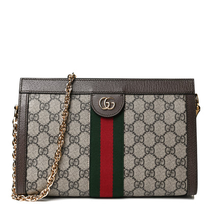 Gucci GG Supreme Monogram Web Small Ophidia Chain Shoulder Bag Brown 1 of 12