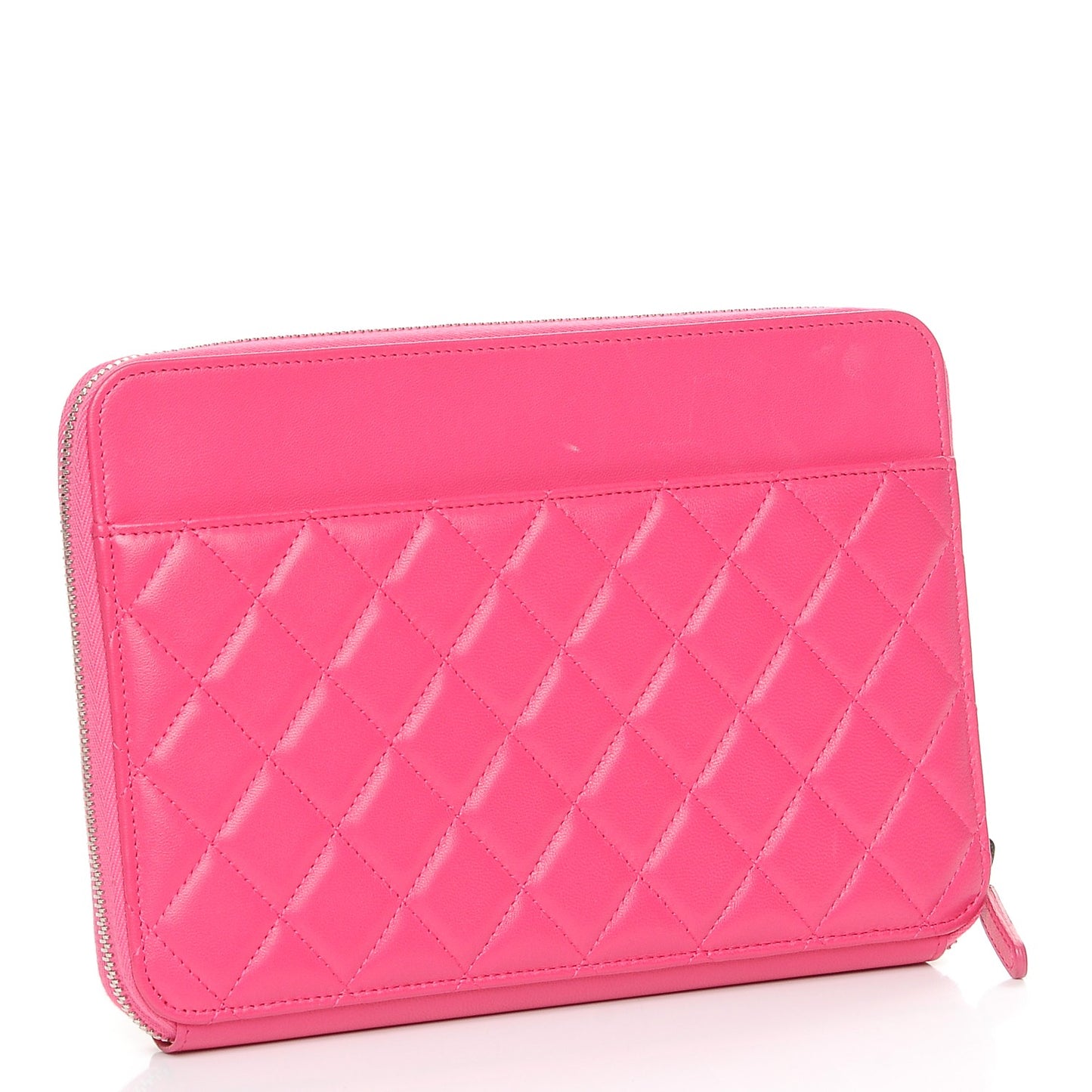 Lambskin Quilted Travel Case Pink