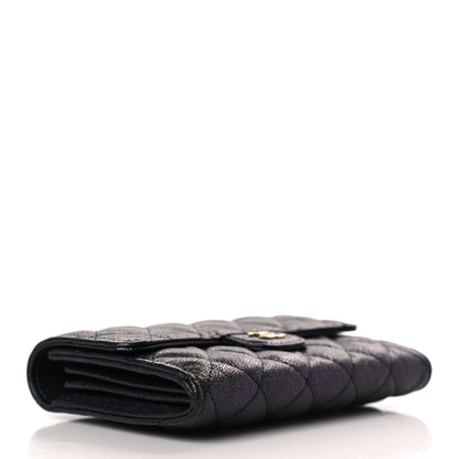 Chanel Iridescent Caviar Quilted Large Gusset Flap Wallet Black 4 of 9