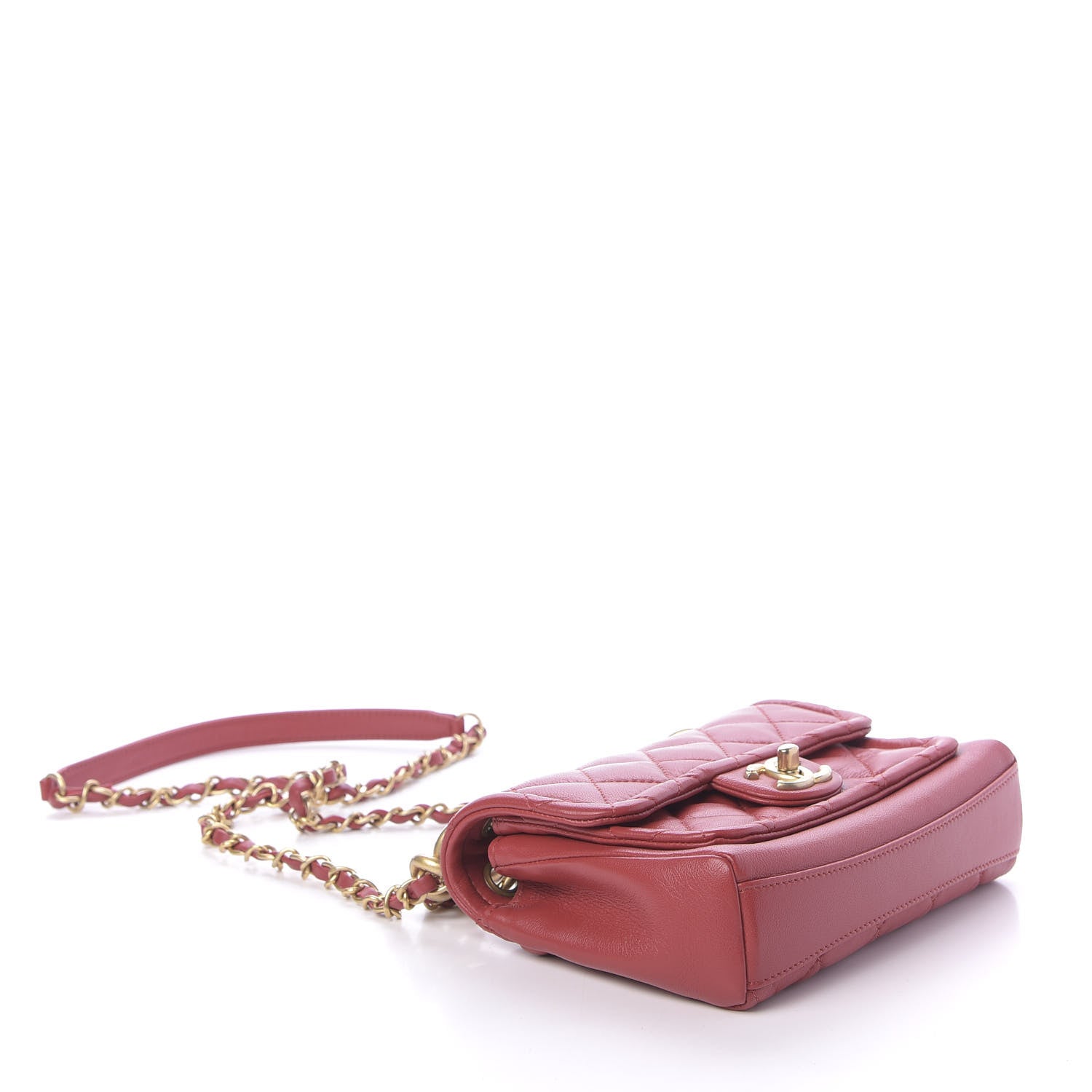 Chanel Lambskin Quilted Chain Linked In Flap Bag Red 4 of 11
