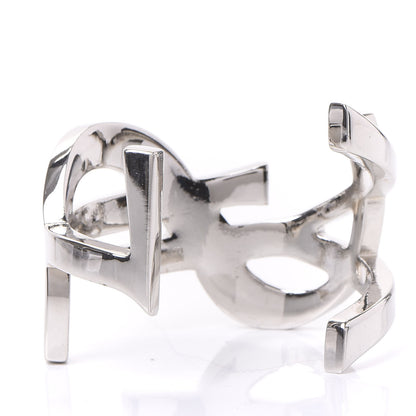 Saint Laurent Brass Monogram Cuff Bracelet Palladium 2 of 4