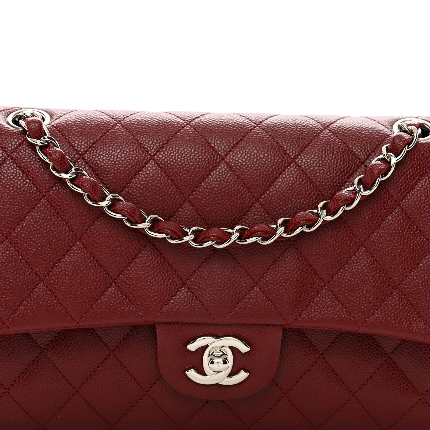 Chanel Caviar Quilted Medium Double Flap Burgundy 5 of 10