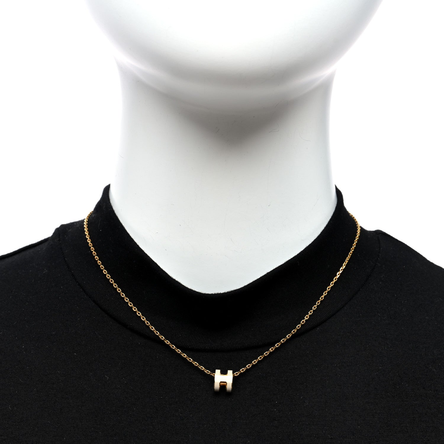 Hermes Lacquered Gold Mini Pop H Pendant Necklace Marron Glace 2 of 6