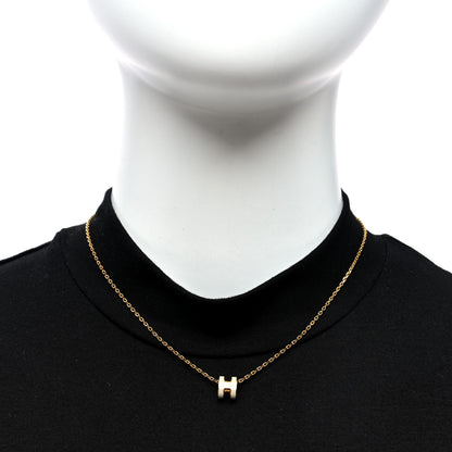Hermes Lacquered Gold Mini Pop H Pendant Necklace Marron Glace 2 of 6