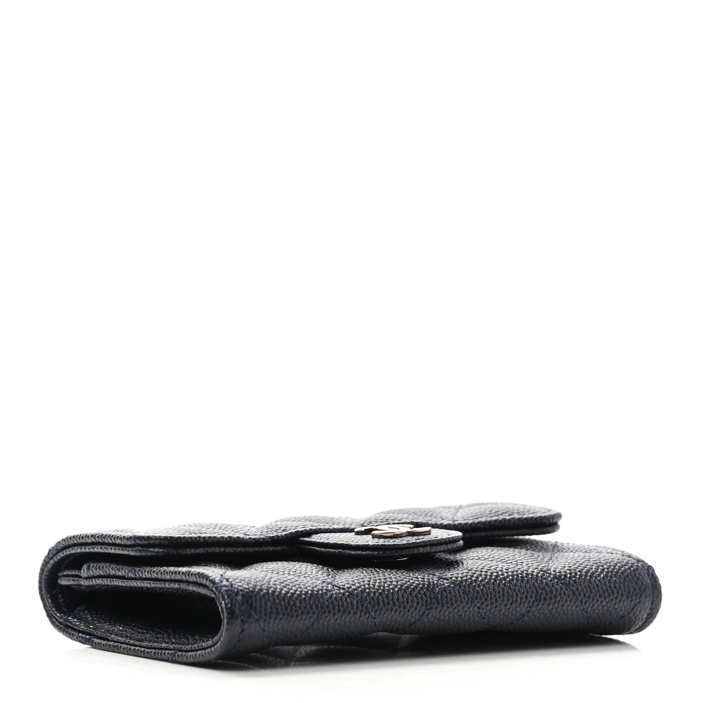 Caviar Quilted Flap Card Holder Wallet