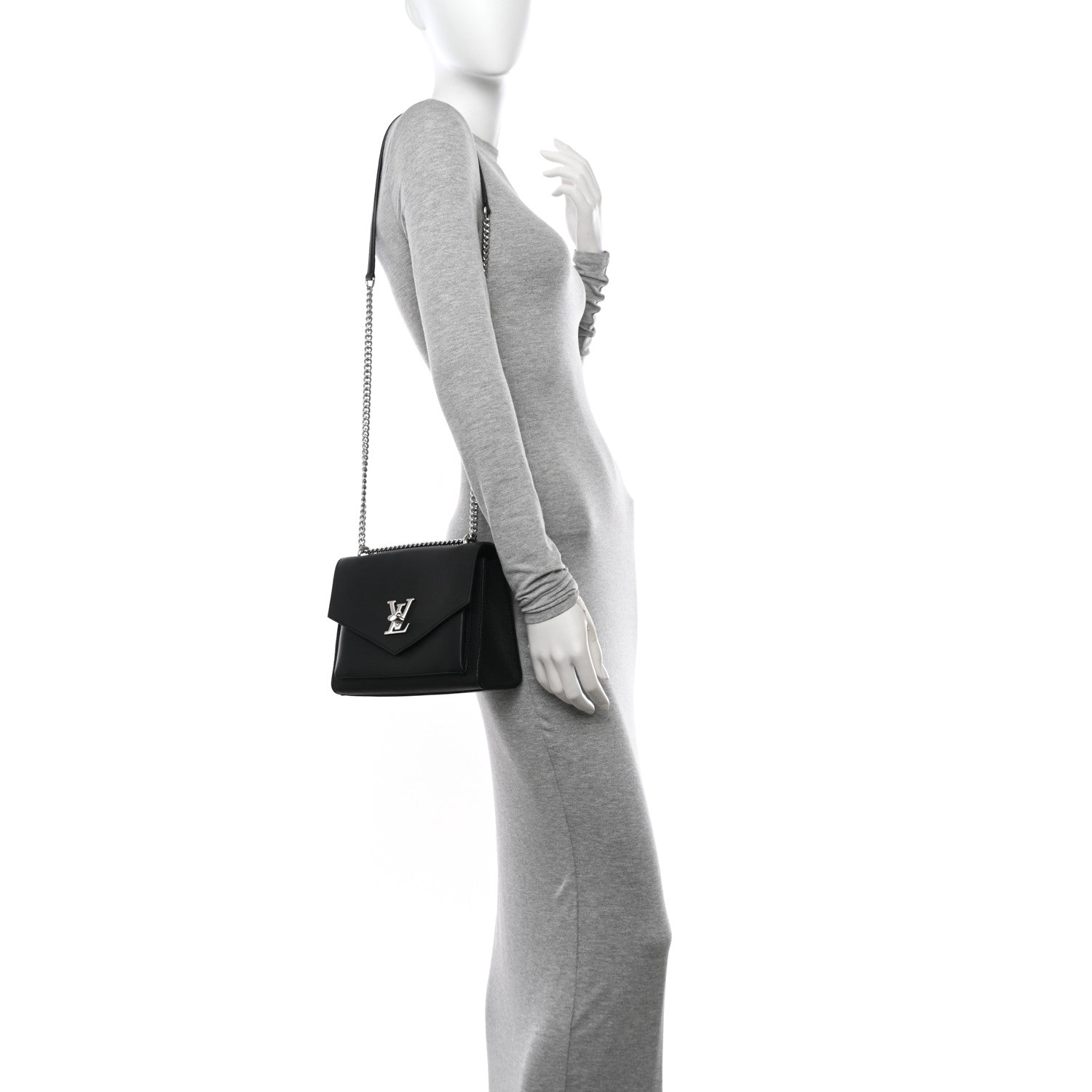 Louis Vuitton Soft Calfskin My Lockme Chain Bag BB Black 2 of 9