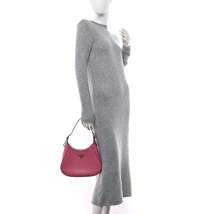 Prada Spazzolato Cleo Shoulder Bag Black Pink 2 of 9