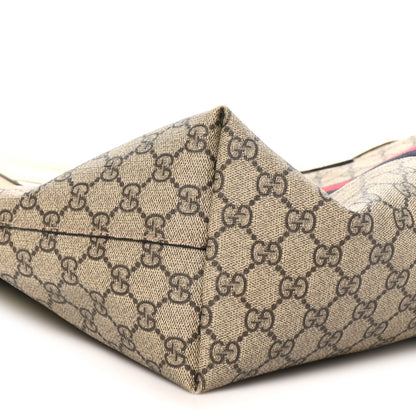 Gucci GG Supreme Monogram Textured Dollar Calfskin Web Medium Ophidia Shopping Tote Beige Ebony Mystic White 8 of 10