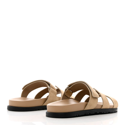 Hermes Suede Goatskin Womens Chypre Sandals 41 Beige Argile 4 of 9