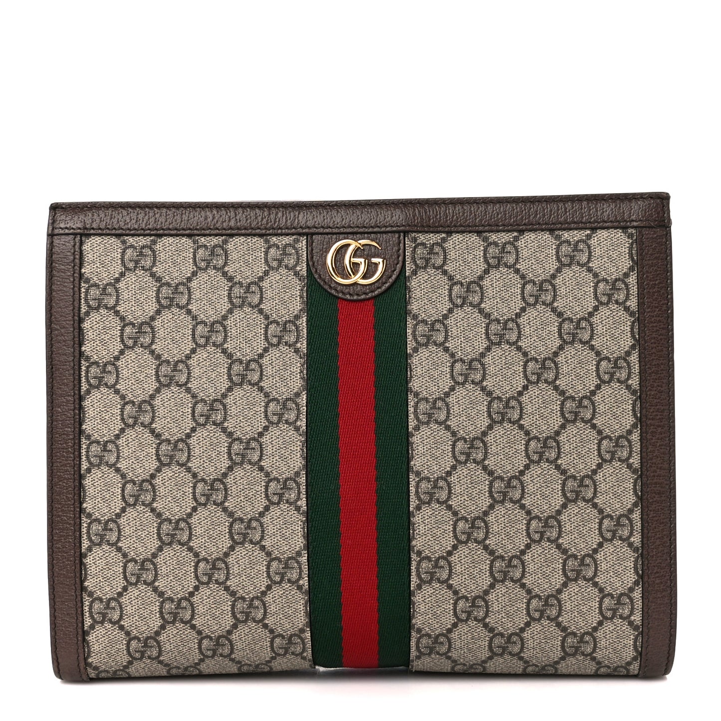 GG Supreme Monogram Web Ophidia Pouch Brown