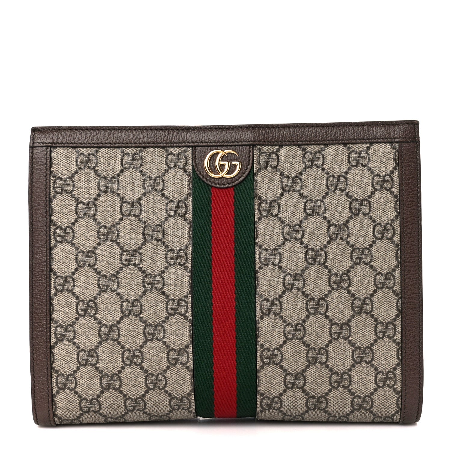 Gucci GG Supreme Monogram Web Ophidia Pouch Brown 1 of 12