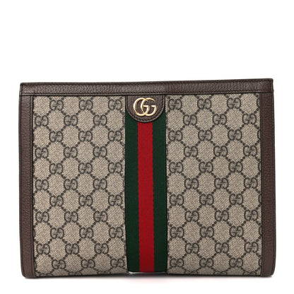 Gucci GG Supreme Monogram Web Ophidia Pouch Brown 1 of 12