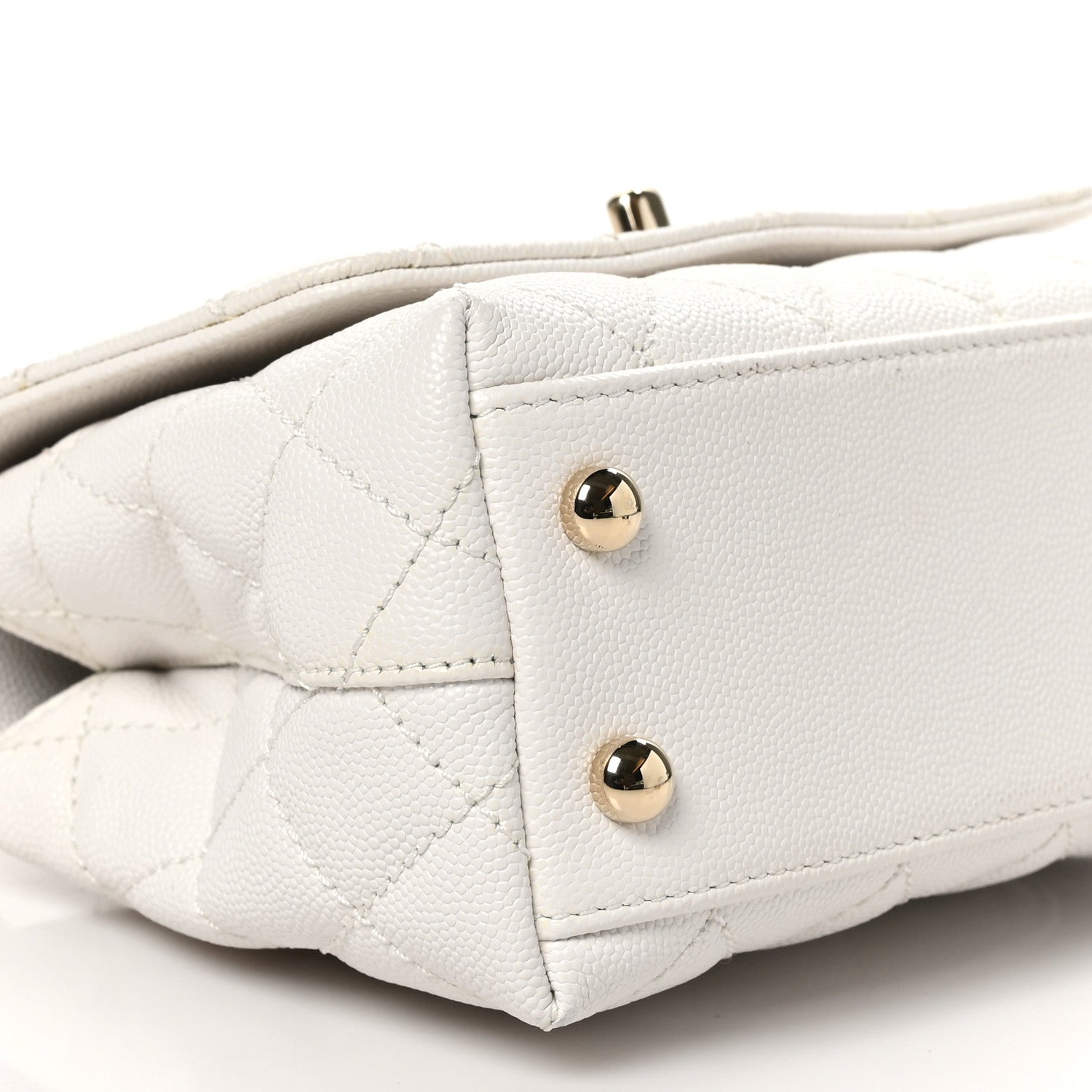 Chanel Caviar Quilted Extra Mini Coco Handle Flap White 9 of 10