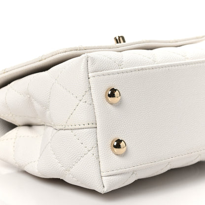 Chanel Caviar Quilted Extra Mini Coco Handle Flap White 9 of 10