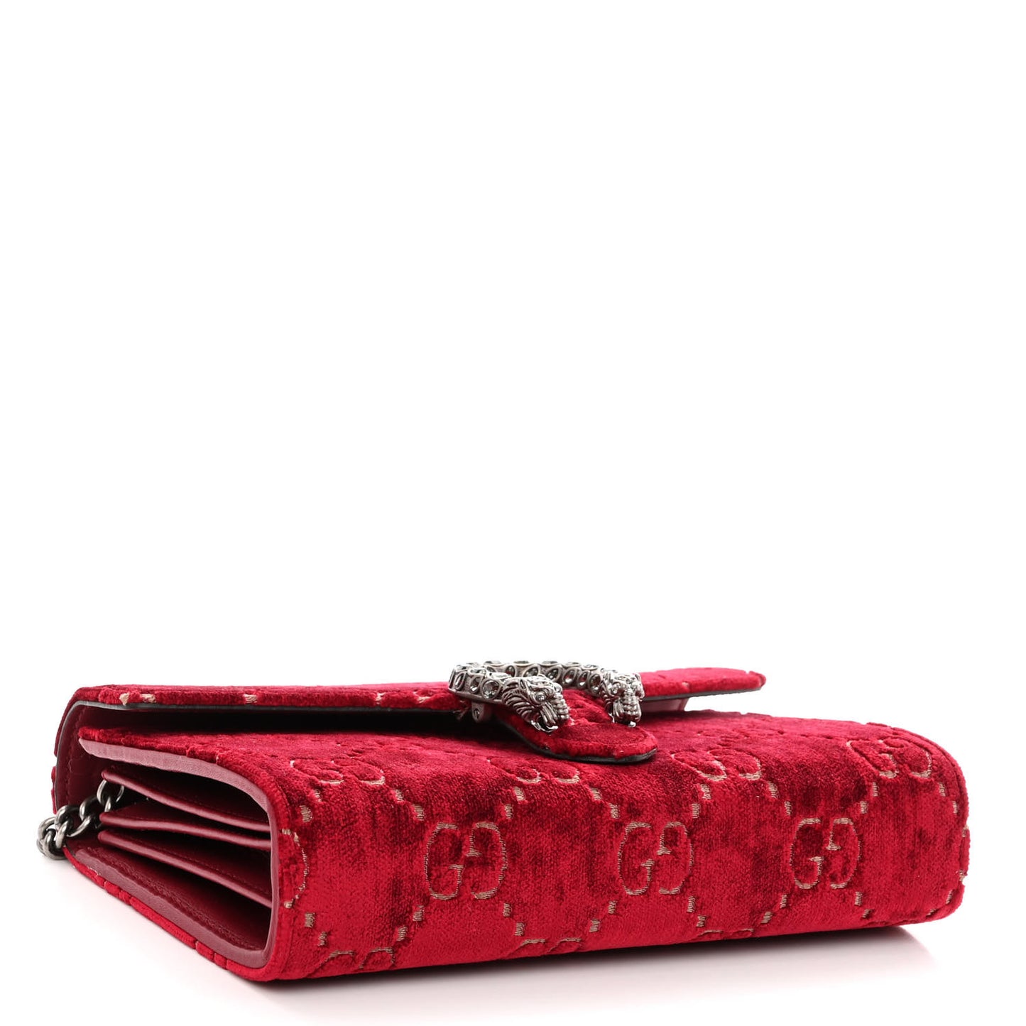 Velvet GG Monogram Mini Dionysus Chain Wallet Red Cipria