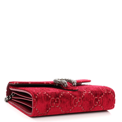 Gucci Velvet GG Monogram Mini Dionysus Chain Wallet Red Cipria 4 of 9